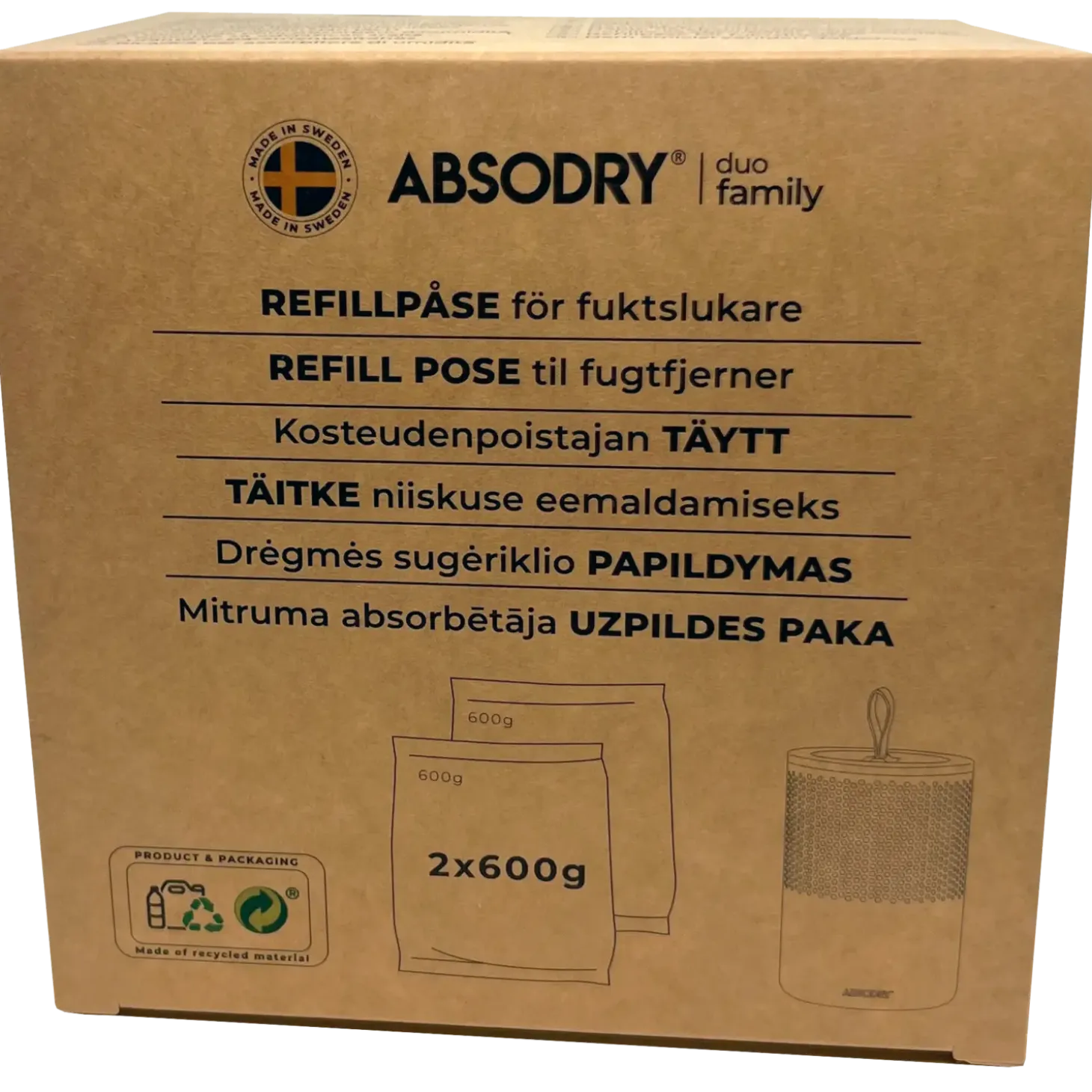Absodry fugtfjerner Duo Family refill - pk. á 2 ps