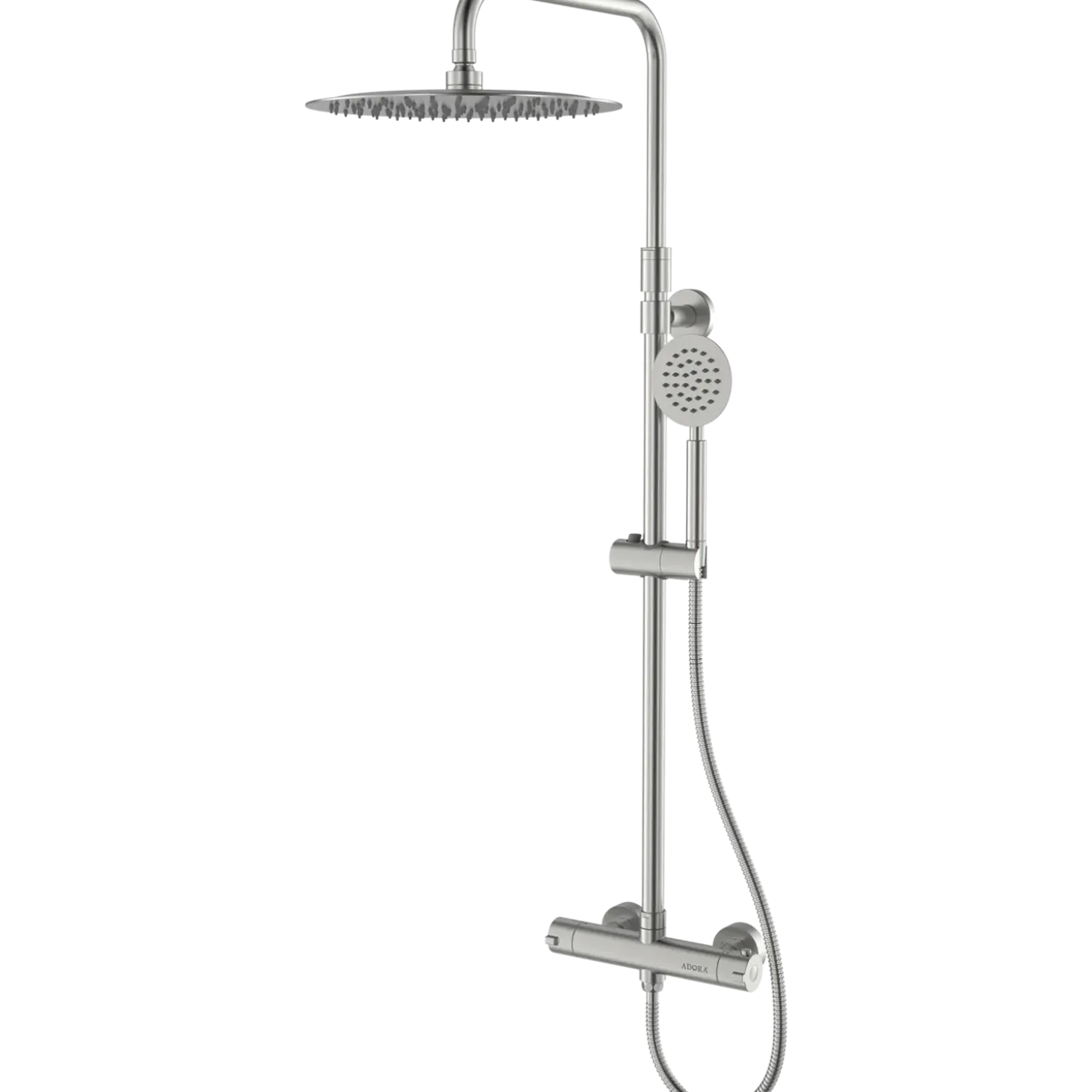 Adora Infigo L-300 termostat brusesæt med håndbruser, 2-spray, rustfrit stål