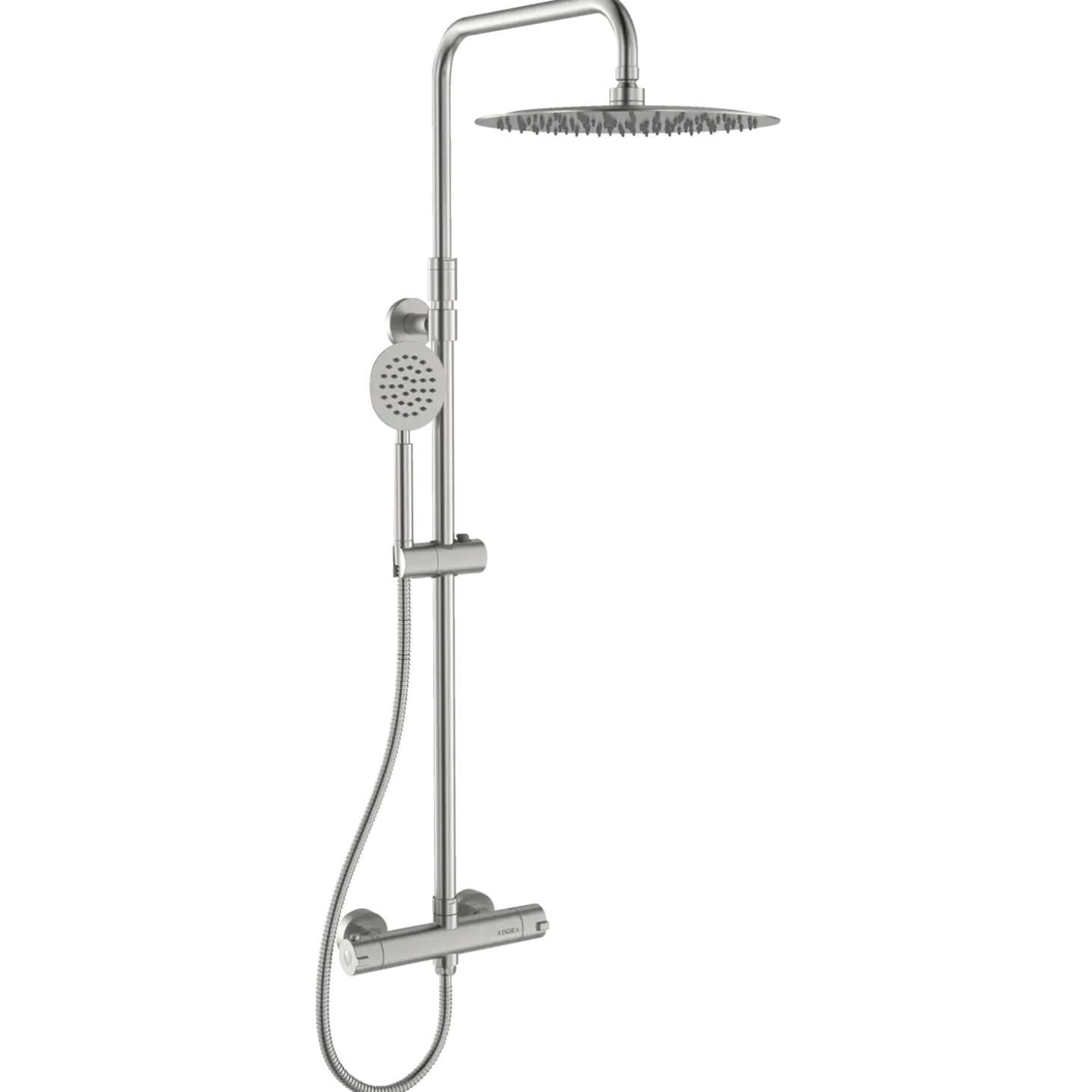 Adora Infigo L-300 termostat brusesæt med håndbruser, 2-spray, rustfrit stål