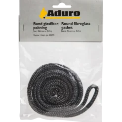 Aduro rund sort glasfiberpakning Ø8mm x 2,0 m
