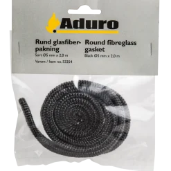 Aduro rund sort glasfiberpakning Ø8mm x 2,0 m