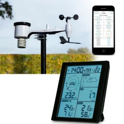 Alecto WS-5200 Professionel 6 i 1 WiFi vejrstsation med app og trådløs sensor sort