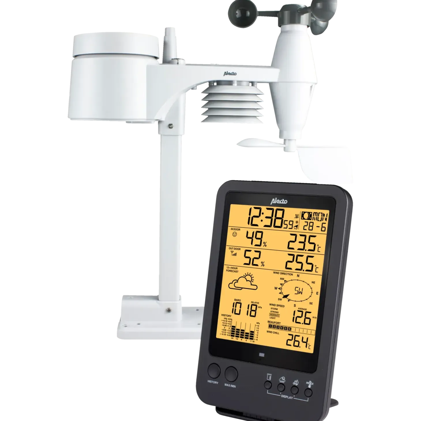 Alecto WS-4700 Professionel vejrstation med trådlås sensor sort