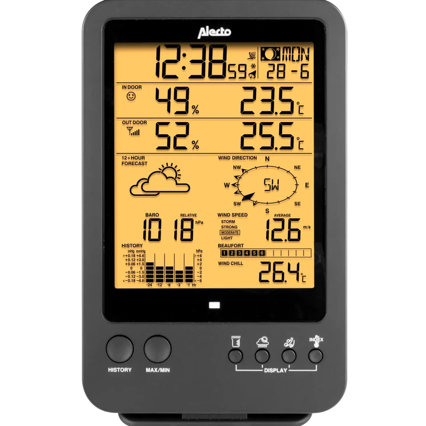 Alecto WS-4700 Professionel vejrstation med trådlås sensor sort