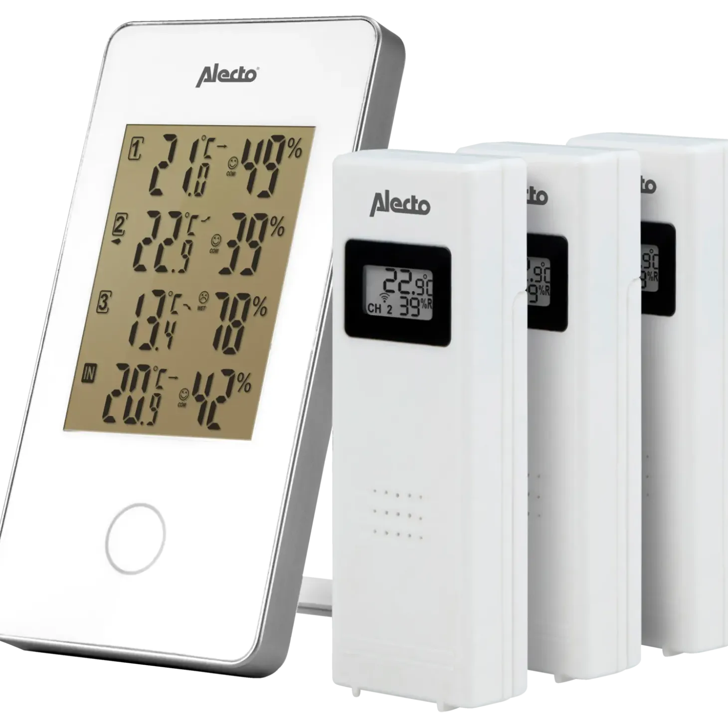 Alecto WS-1330 vejrstation med 3 sensorer hvid