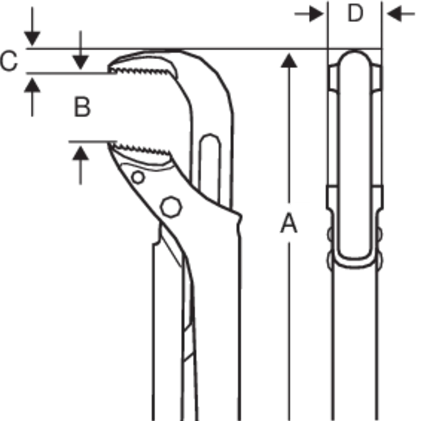 Bahco ergo 90° svensk model universalrørtang 1"
