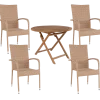 Bali/Nordsø havemøbelsæt med bord og 4 stole teak/natur