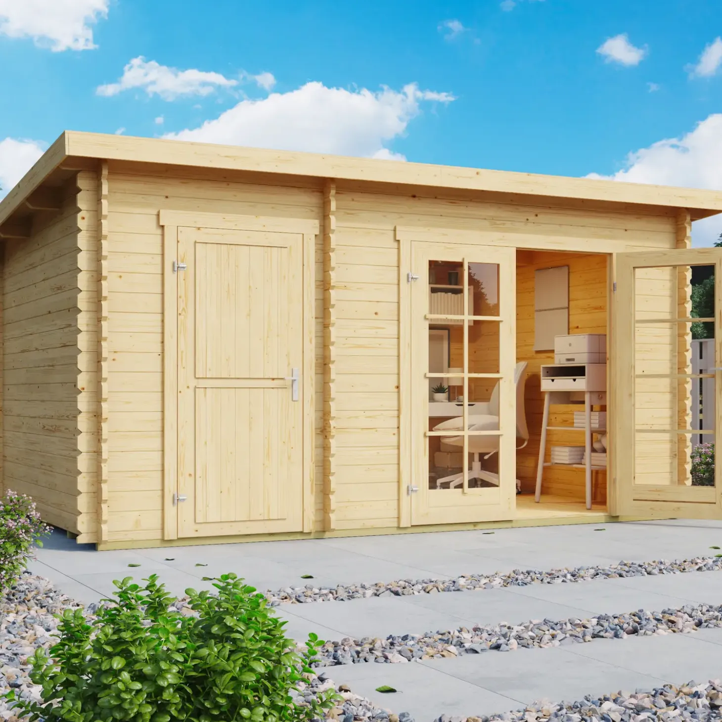 Belmont hytte/redskabsrum todelt med dobbelt- og enkeltdør 9,15 m²