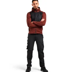 Blåklæder hættetrøje Full Zip brændt rød/sort str. 2XL