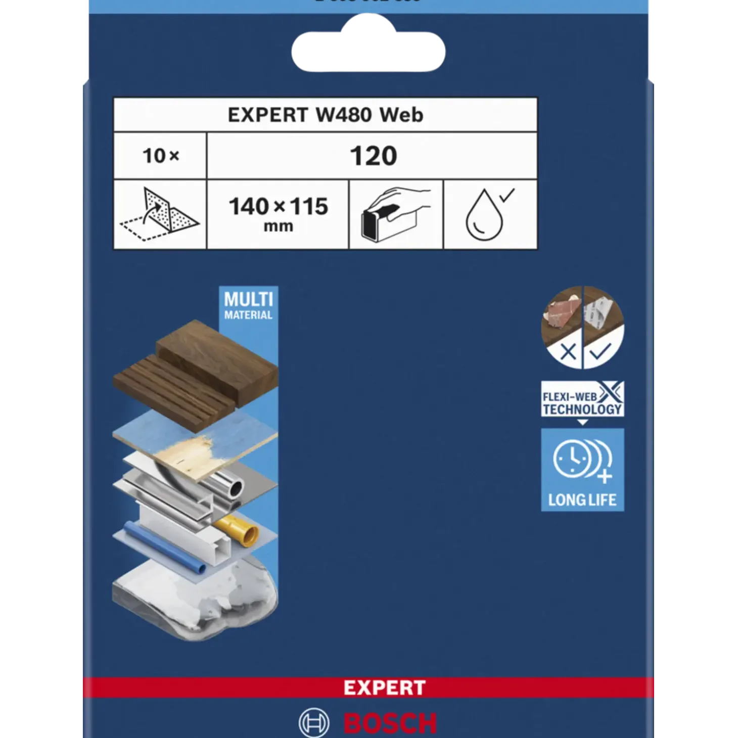 Bosch EXPERT W480 Web 1/4 slibeark 115x140 mm G120 10 stk.