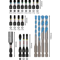 Bosch PRO Impact blandet skrue- og Multi Construction-boresæt, 20 stk.