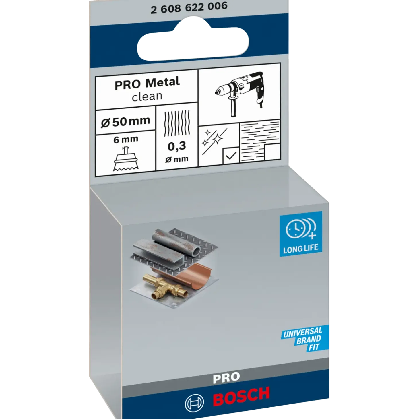 Bosch PRO Metal clean kopbørste, lige skaft, 50x0,3 mm