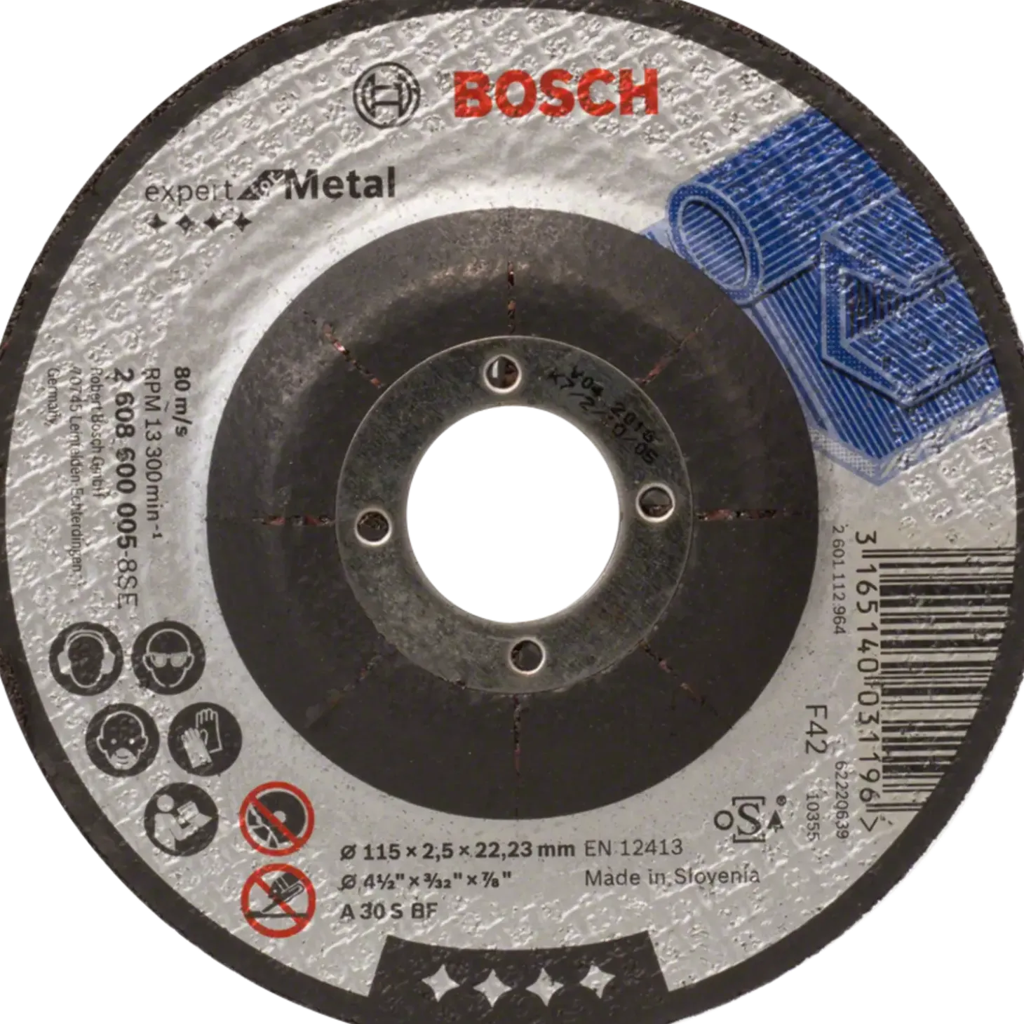 Bosch PRO Metal Stone limet skæreskive, 115x2,5x22,23 mm, m/forsat center