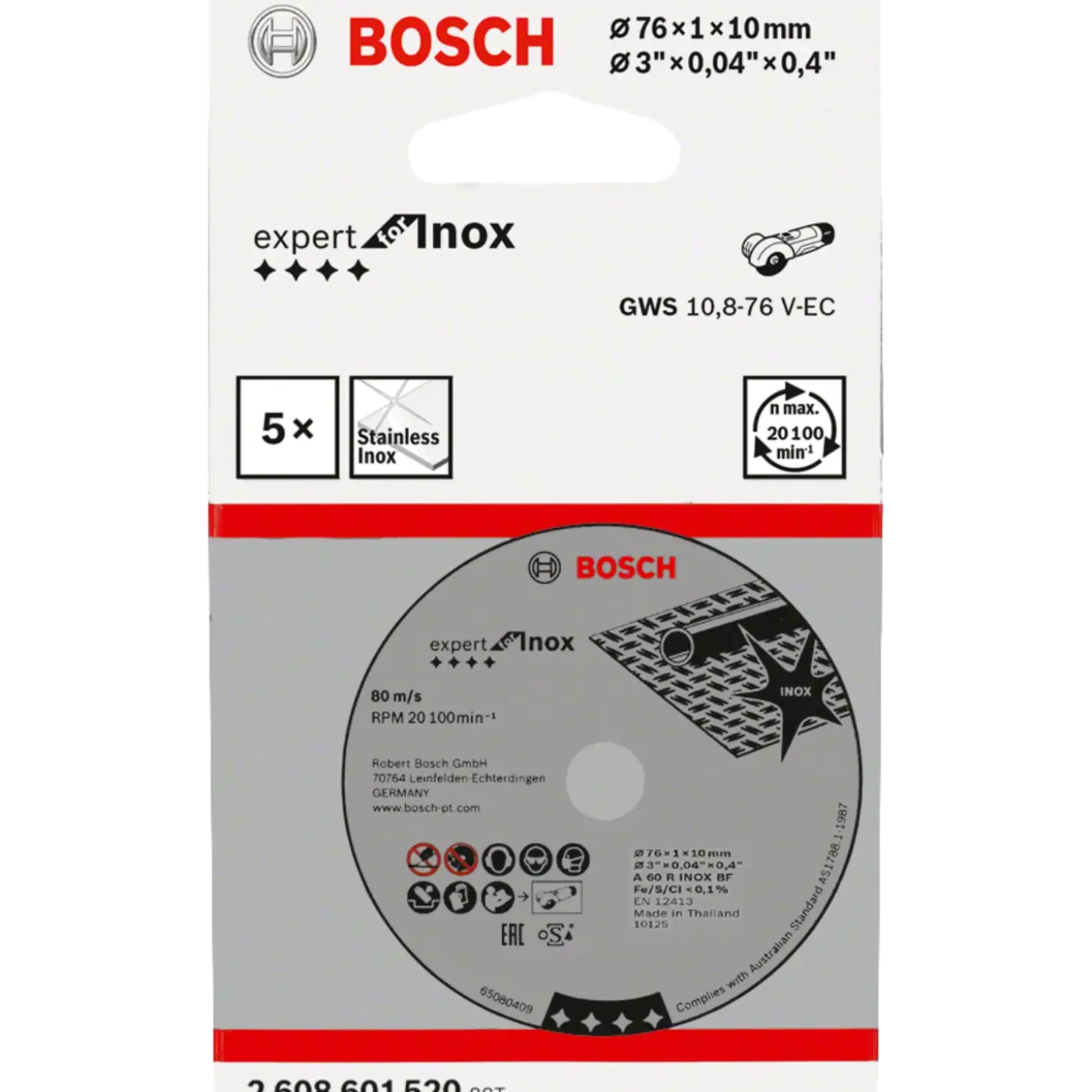 Bosch PRO Stainless Steel and Metal limet skæreskive i rustfrit stål og metal, 76 x 1 x 10 mm