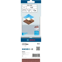Bosch PRO X440 slibebånd, 75x533 mm, G40, 3 stk.