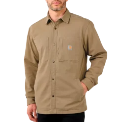Carhartt canvas fleece foret skjortejakke dark khaki str. S