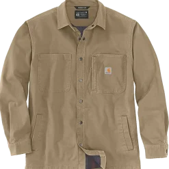 Carhartt canvas fleece foret skjortejakke dark khaki str. S