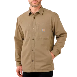 Carhartt canvas fleece foret skjortejakke dark khaki str. S