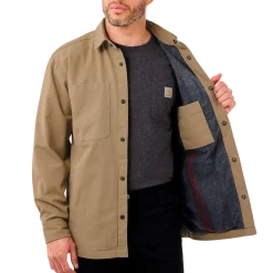 Carhartt canvas fleece foret skjortejakke dark khaki str. S