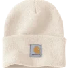 Carhartt strikhue med logo winter white