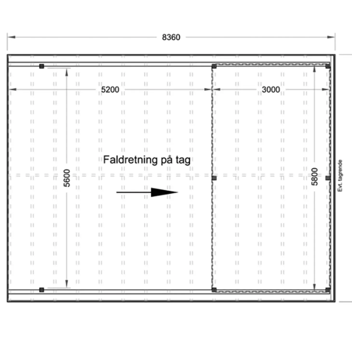 Christian dobbelt carport med redskabsrum 836x630 cm - UDEN TAG