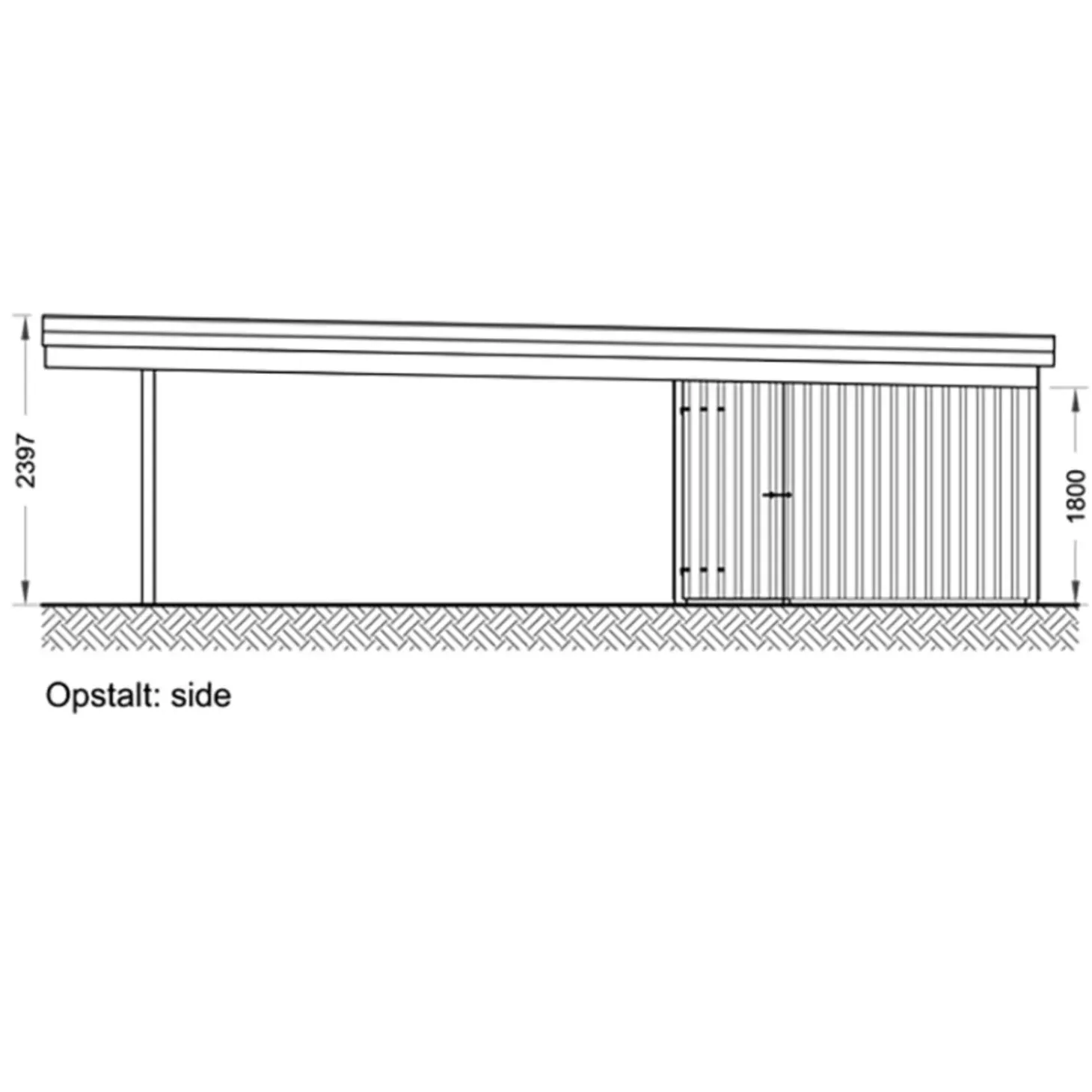 Christian dobbelt carport med redskabsrum 836x630 cm - UDEN TAG
