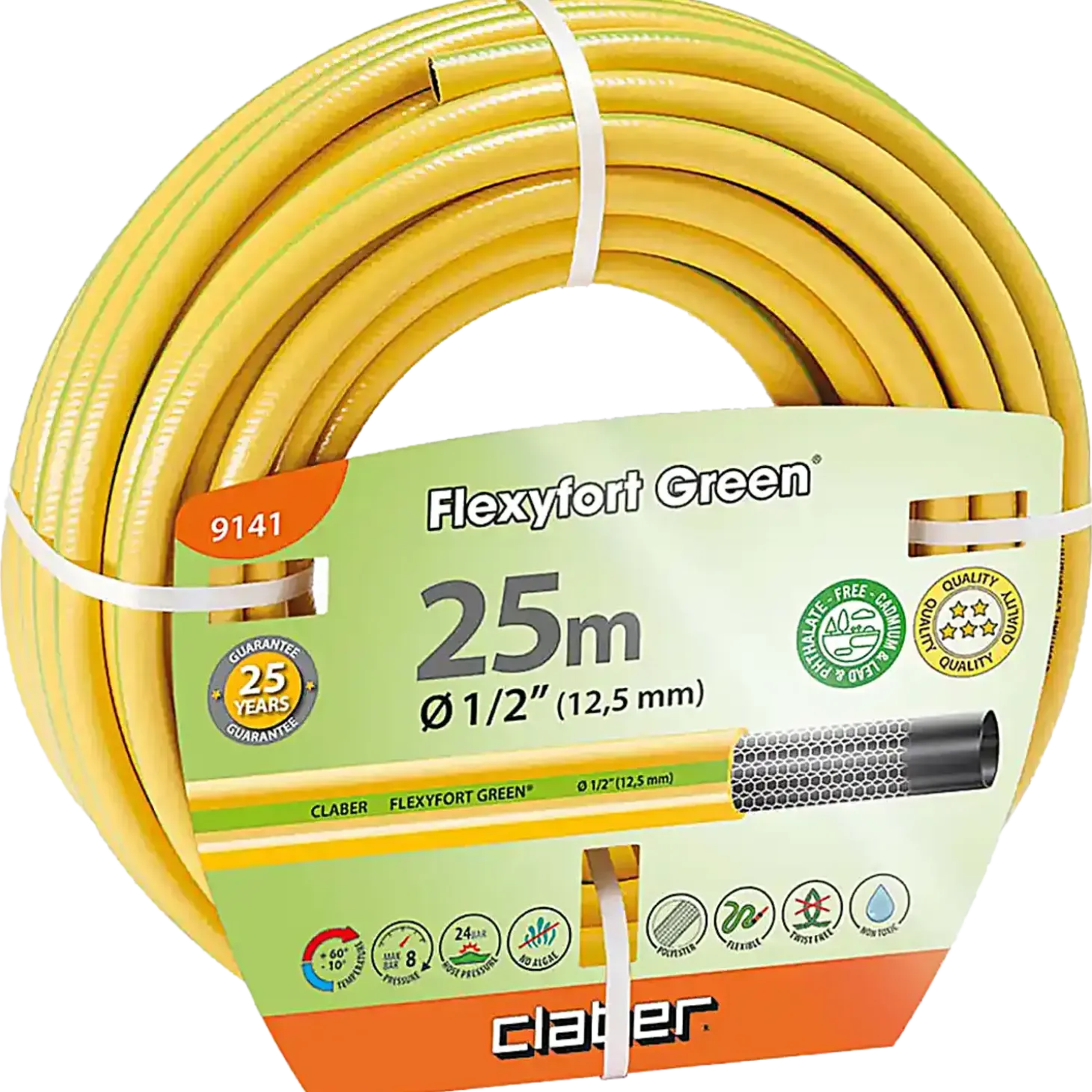 Claber Flexyfort Green vandslange gul 1/2" 25 m