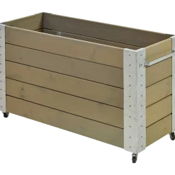 Cubic Blomsterkasse med hjul 120x50x45 cm gråbrun