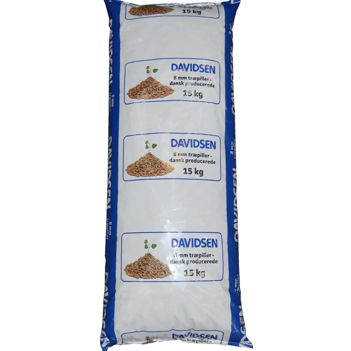 Davidsen træpiller 8 mm - palle med 900 kg / 60 poser á 15 kg