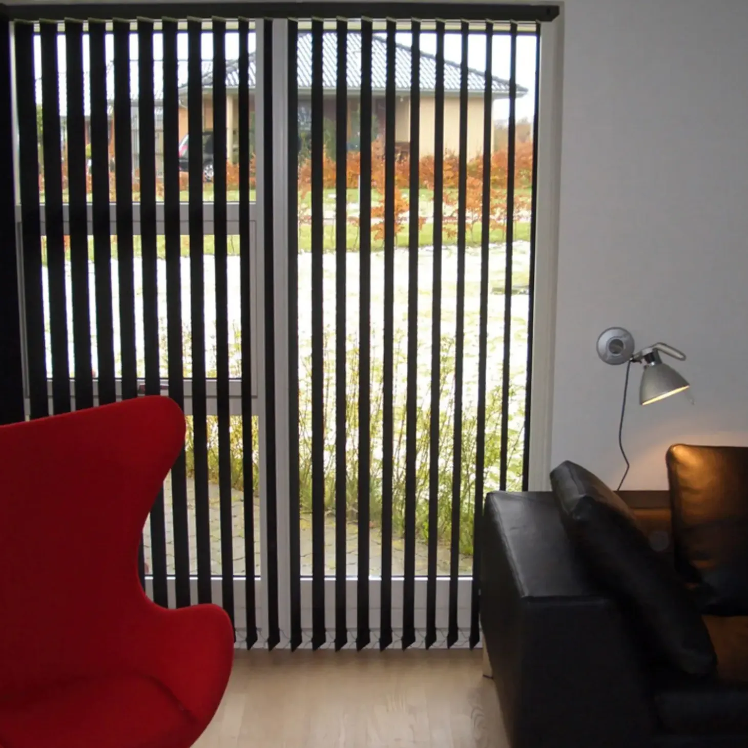 Debel lamelgardin komplet Line, sort 100x250 cm.