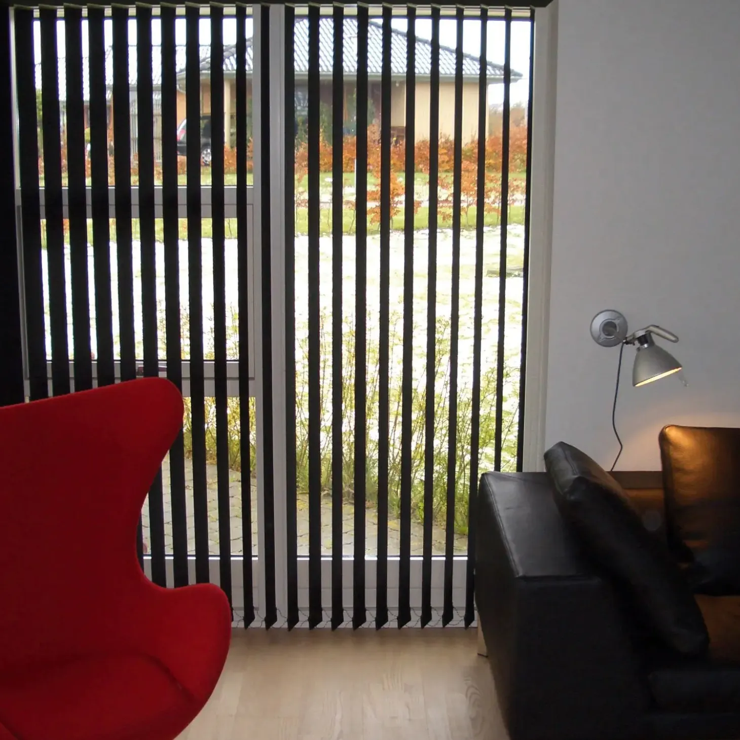Debel lamelgardin komplet Line, sort 100x250 cm.