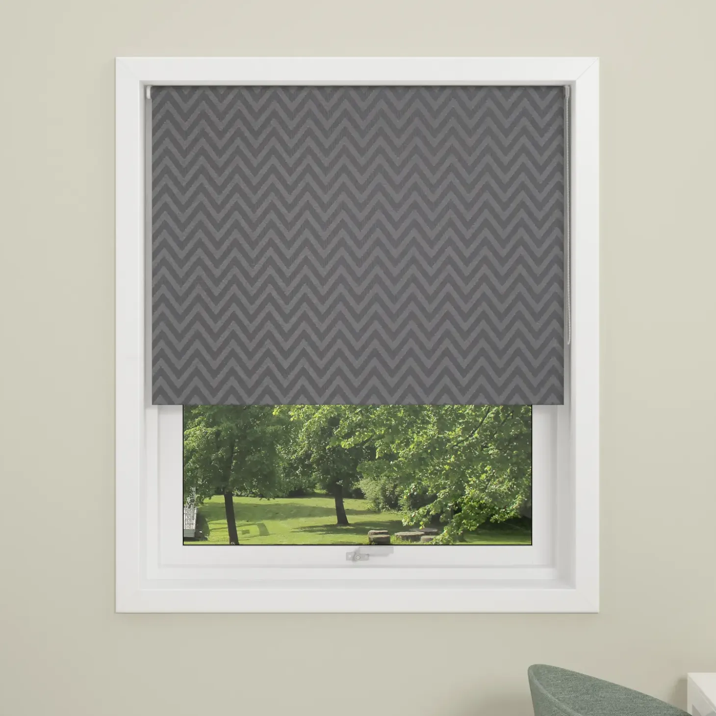 Debel Zig Zag rullegardin mørklægning grå 100x175 cm