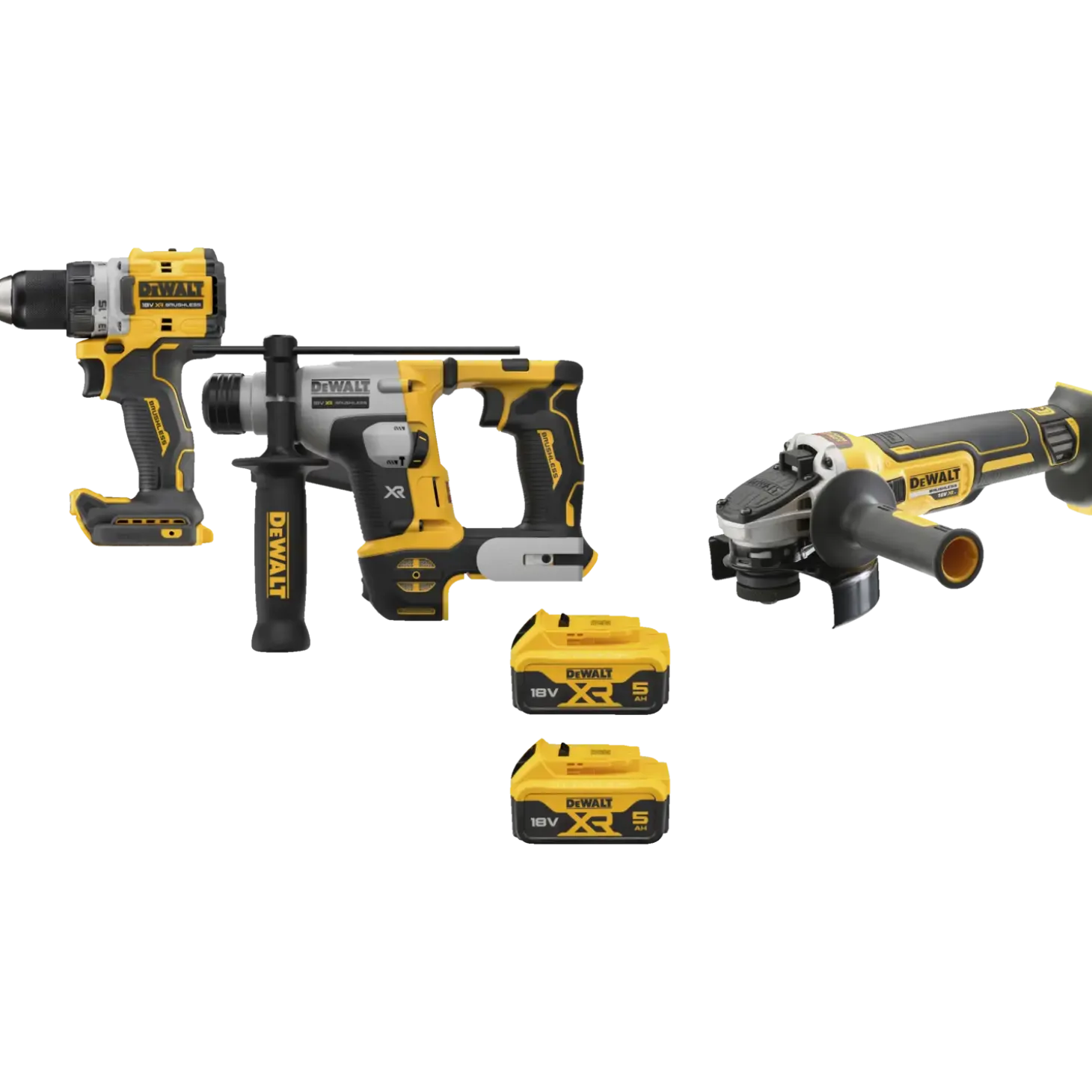 DeWALT DCK355P2T-QW 18V kombokit med 3 maskiner 2x5.0 Ah batterier