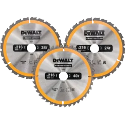 DeWalt DT1962-QZ rundsavsklingesæt 216 mm - 3-pak med 2 x 24T og 1 x 40T
