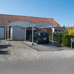 Dobbelt stålcarport 6020x5200 mm firkantede stolper