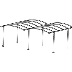 Dobbelt stålcarport 6020x5200 mm med buet termotag