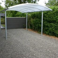 Dobbelt stålcarport 6020x5200 mm med buet termotag