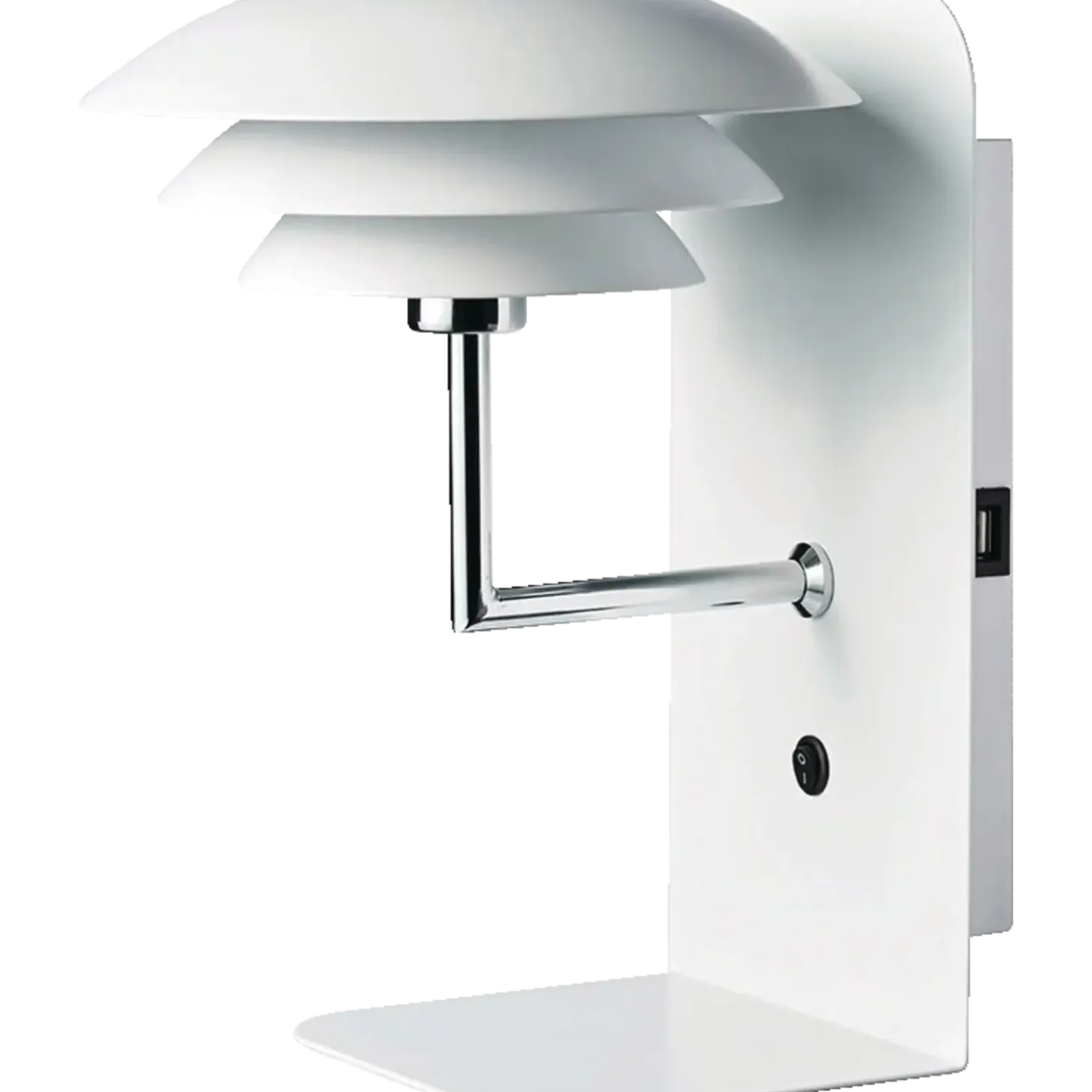 Dyberg Larsen DL20 væglampe H 28 cm m/hylde og USB stik hvid