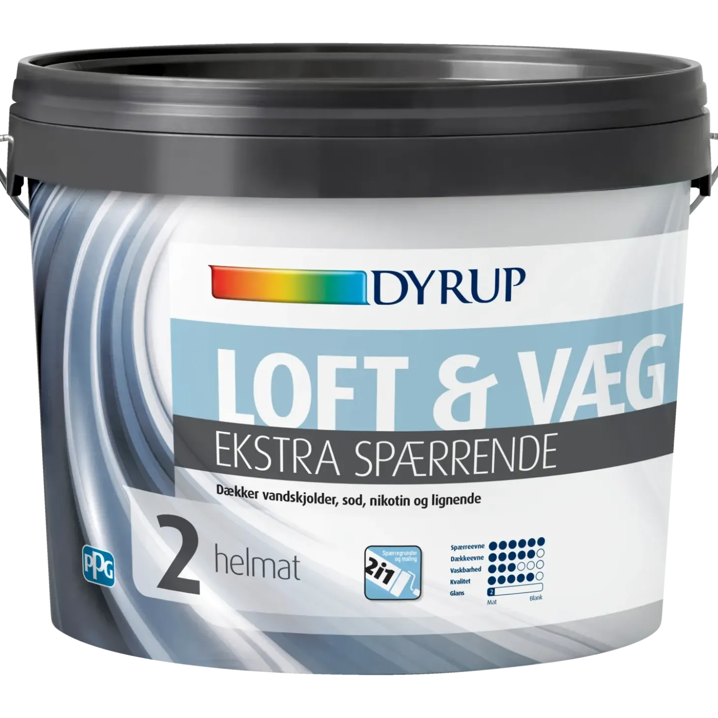 Dyrup loft- og vægmaling ekstra spærrende 2 hvid 4,5 L