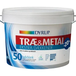 Dyrup træ og metalmaling ekstra dækkende 50 hvid 0,38 L