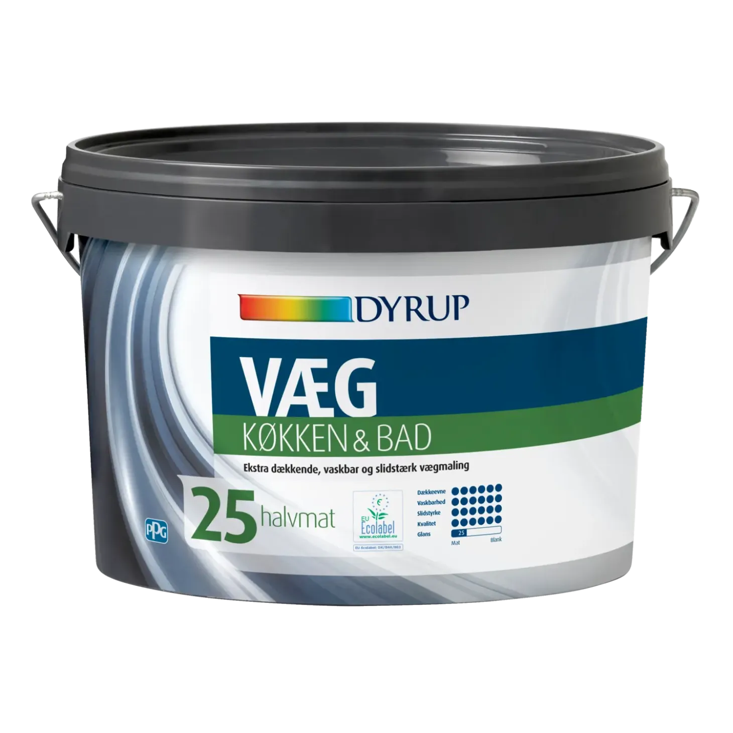 Dyrup vægmaling køkken og bad 25 hvid 4,5 L