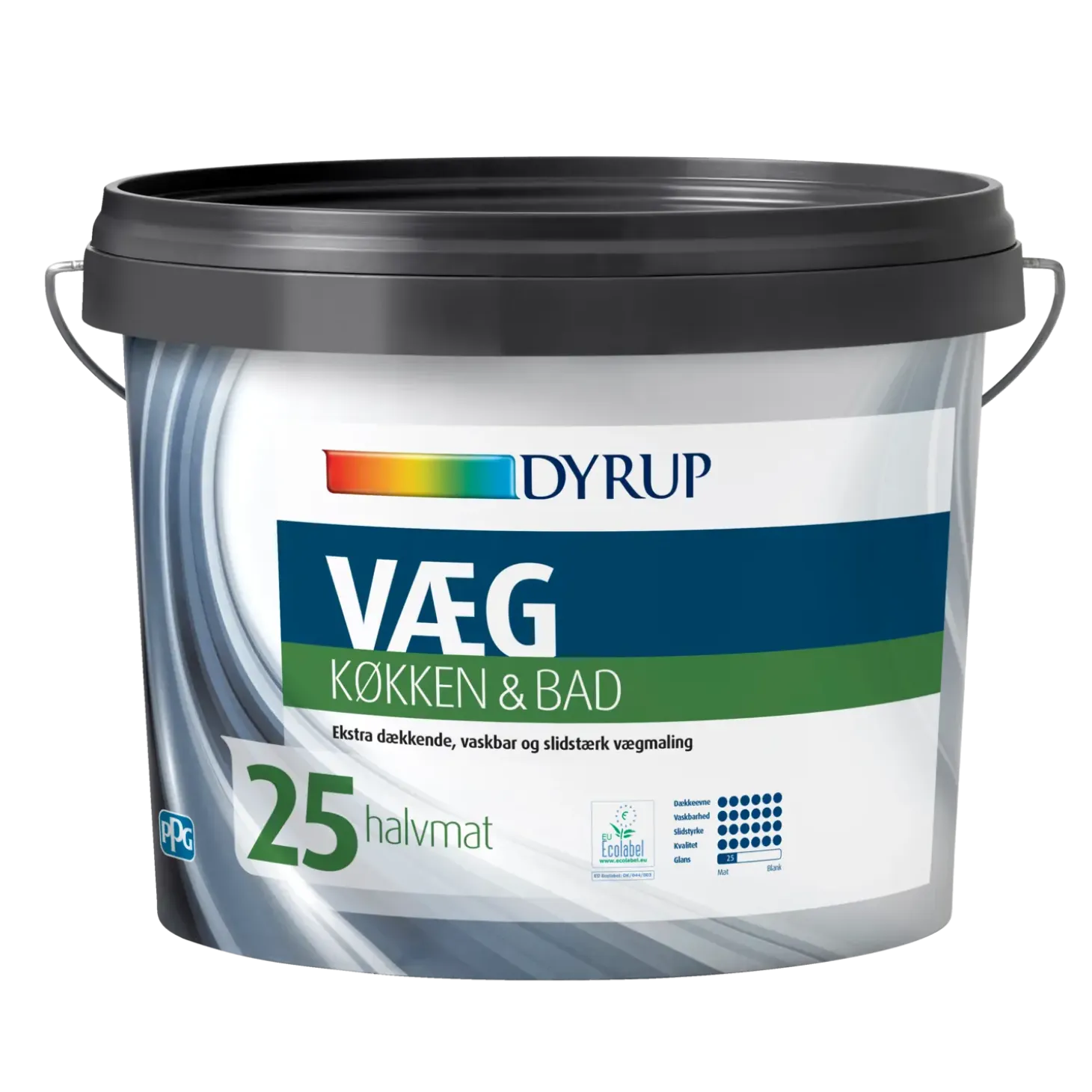 Dyrup vægmaling køkken og bad 25 hvid 4,5 L
