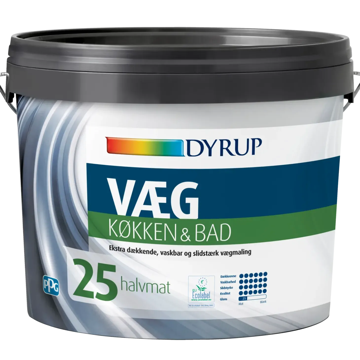 Dyrup vægmaling køkken og bad 25 hvid 4,5 L