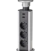 E-Line pop-up stikdåse m/USB og 1,8 m ledning sort