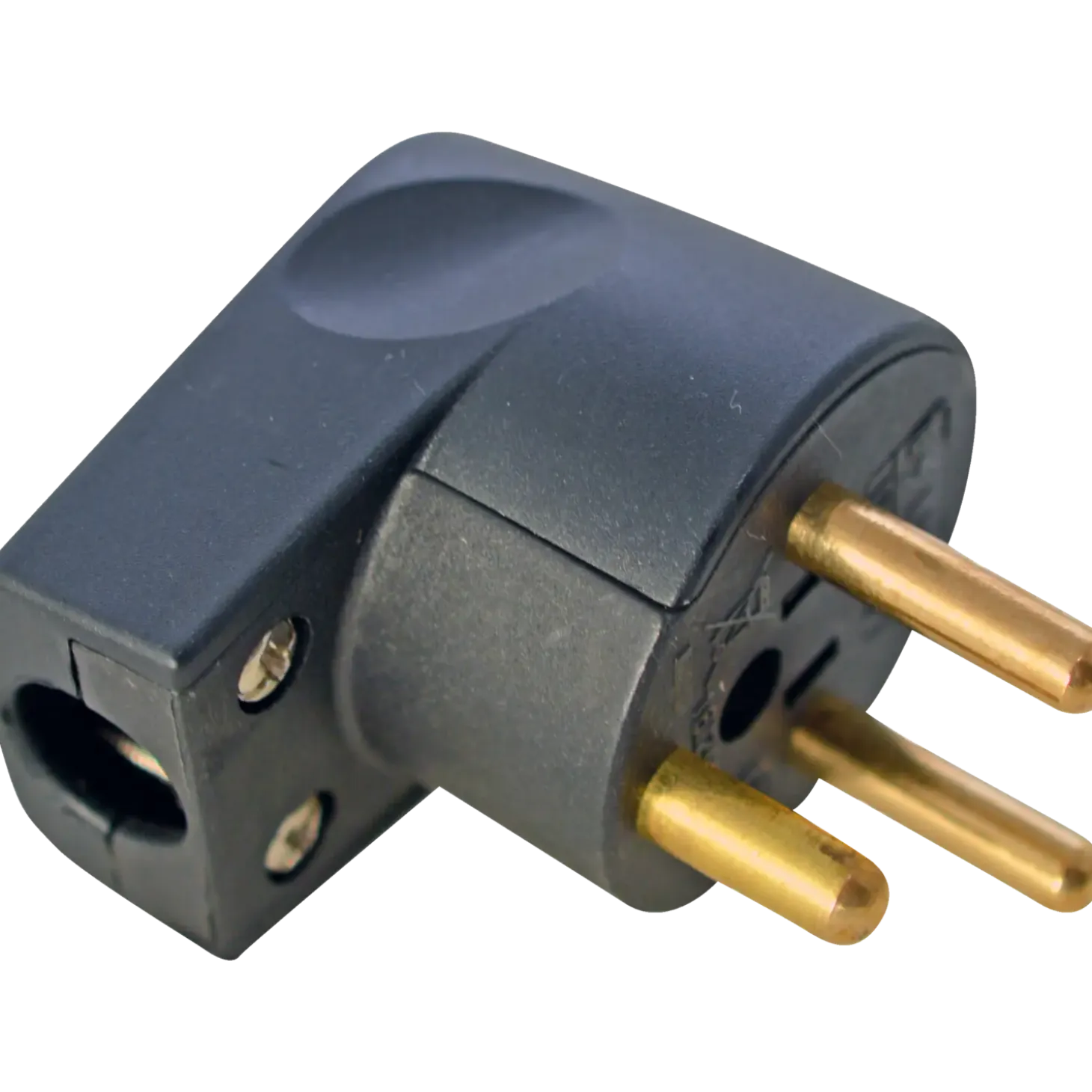 E-Line + stikprop vinkel rund sort med jord 230V 16A
