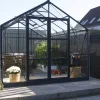 Elmholm Exclusive drivhus antracit med hærdet glas, inkl. sokkel 9,01 m²