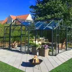 Elmholm Exclusive Orangeri antracit med hærdet glas 17,65 m²
