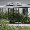 Elmholm Exclusive vægdrivhus antracit med hærdet glas, inkl. sokkel 13,1 m²