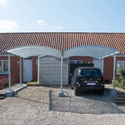 Enkelt stålcarport 3060x5200 mm med buet termotag