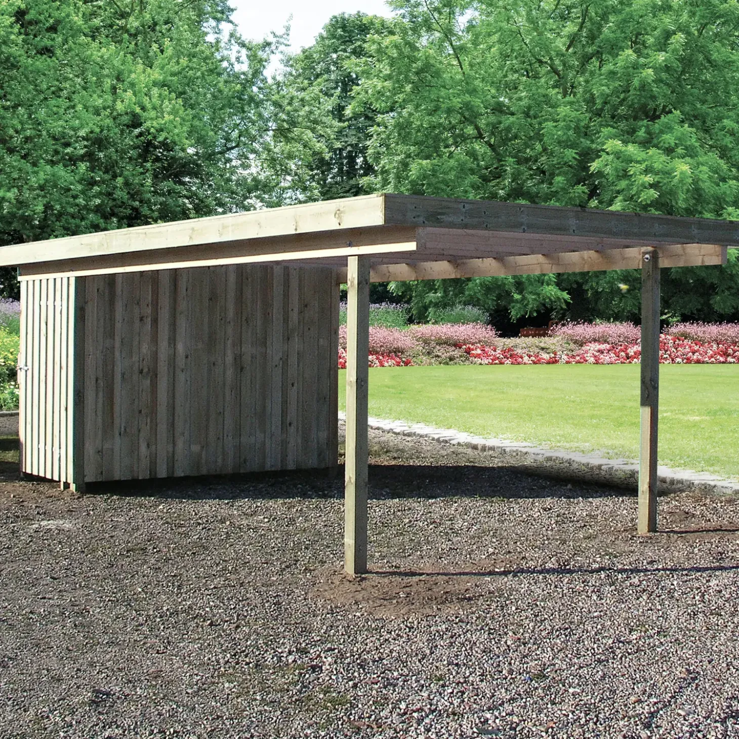 Erik carport med redskabsrum 320x604 cm - m/plast trapeztag